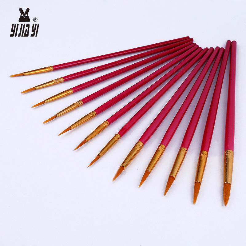 12 bamboo handle nylon bristle colored oil paint pointed brushes are selling well in wholesale trade from the manufacturer pic 5