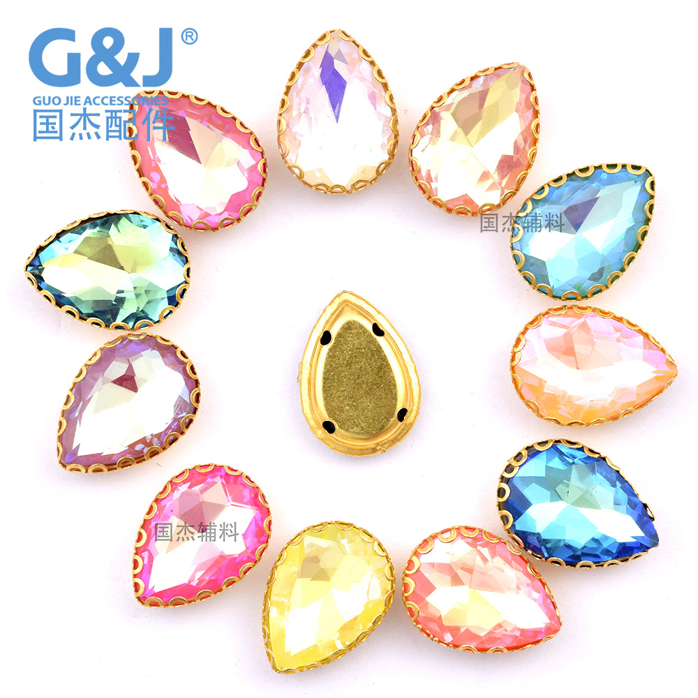 Mocha color teardrop glass claw diamond hand-sewn diamond lace claw diamond DIY handmade accessories for clothing, wedding dresses, jewelry and accessories pic 4