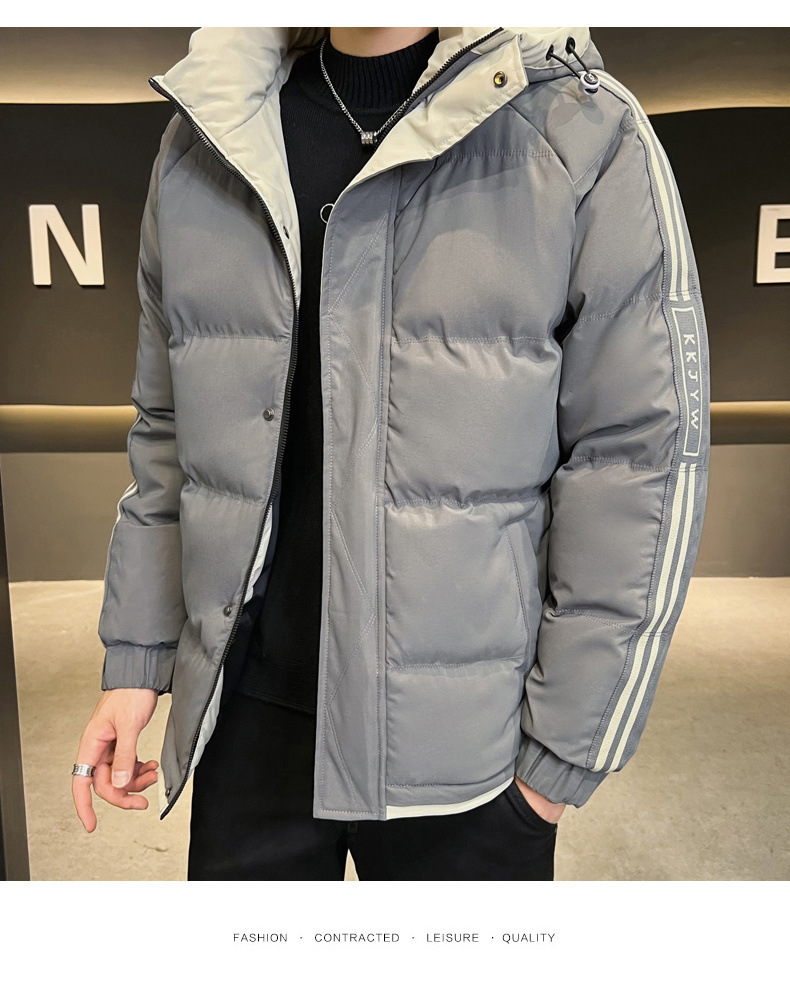 棉衣男士现货爆款直播2024冬季新款连帽三条杠面包服宽松棉服外套详情16