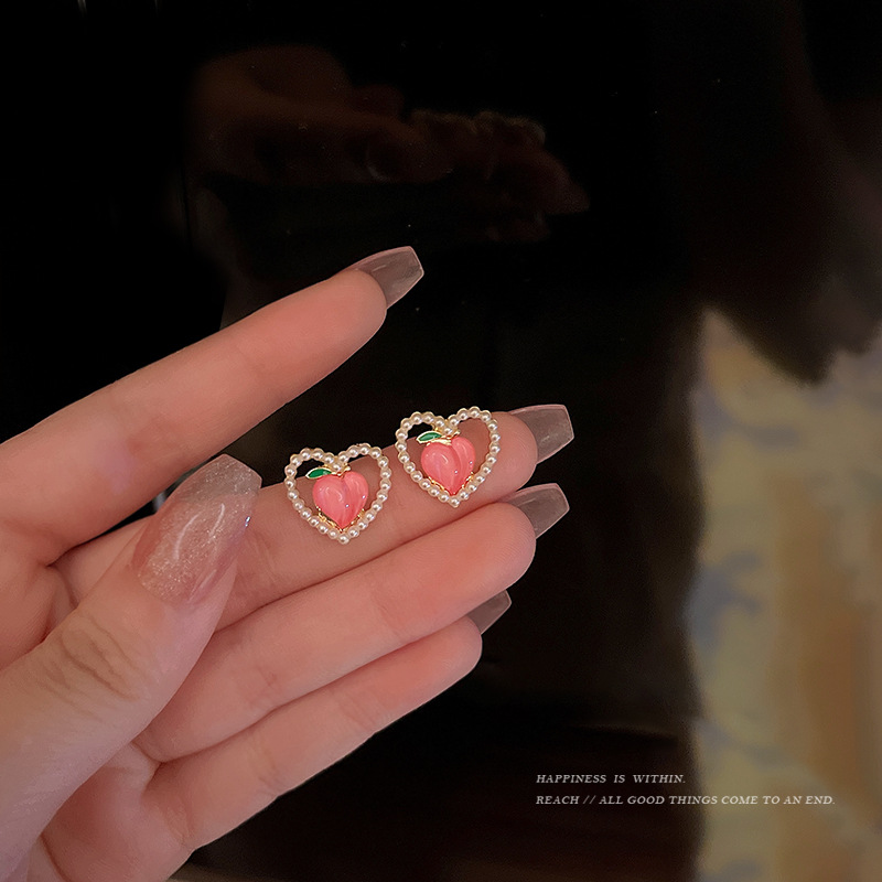 925银针法式复古爱心珍珠耳环女气质高级感ins风耳钉网红耳饰批发详情8