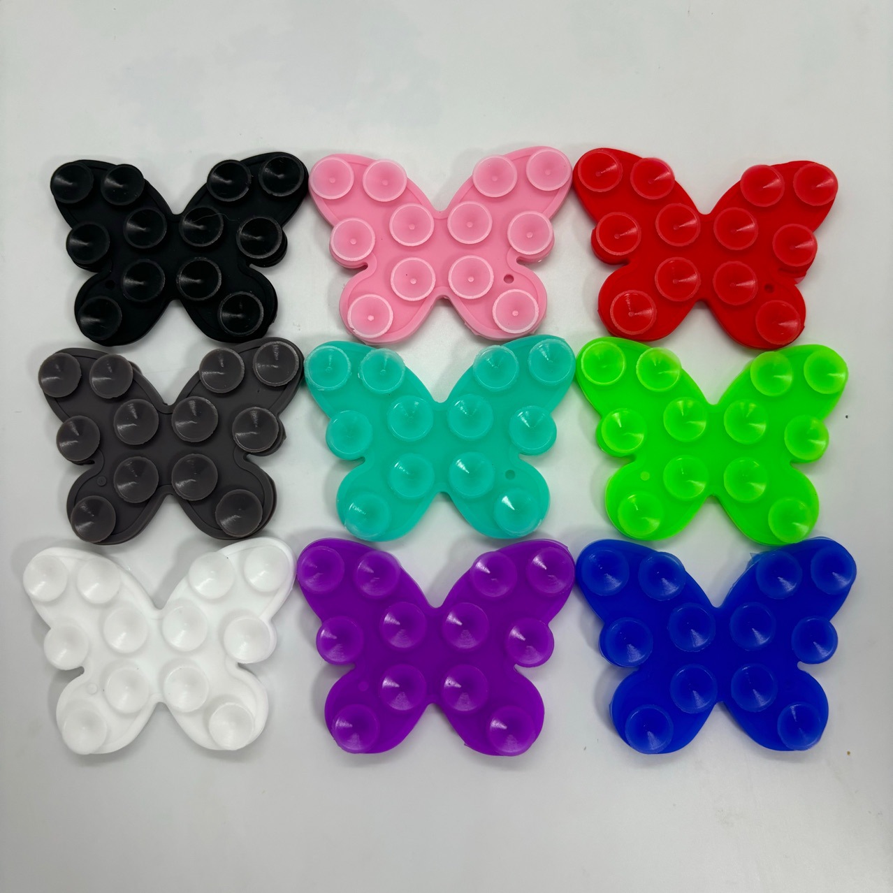 工厂热销多功能硅胶双面粘吸盘 手机贴蝴蝶款粒吸盘自粘手机支架详情1