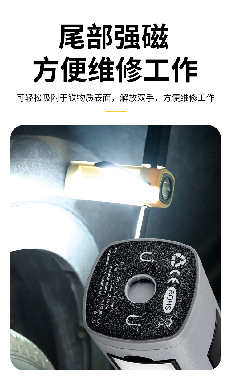 新款户外露营灯 高光LED便携式手电挂灯可折叠家用帐篷灯野营灯详情9