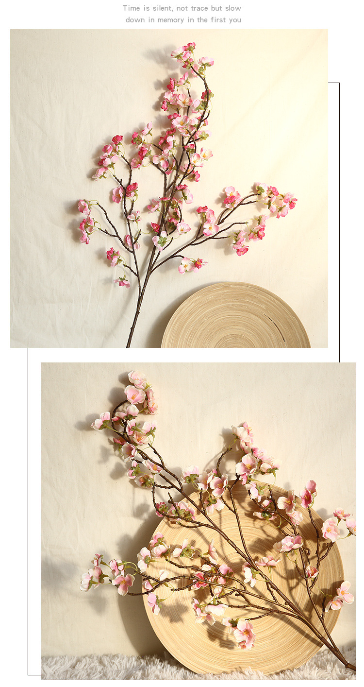Beauty Finger Cherry Blossom and peach blossom Ins-style Nordic plum blossom artificial flower manufacturer home decoration wedding artificial flower MW38958 pic 98