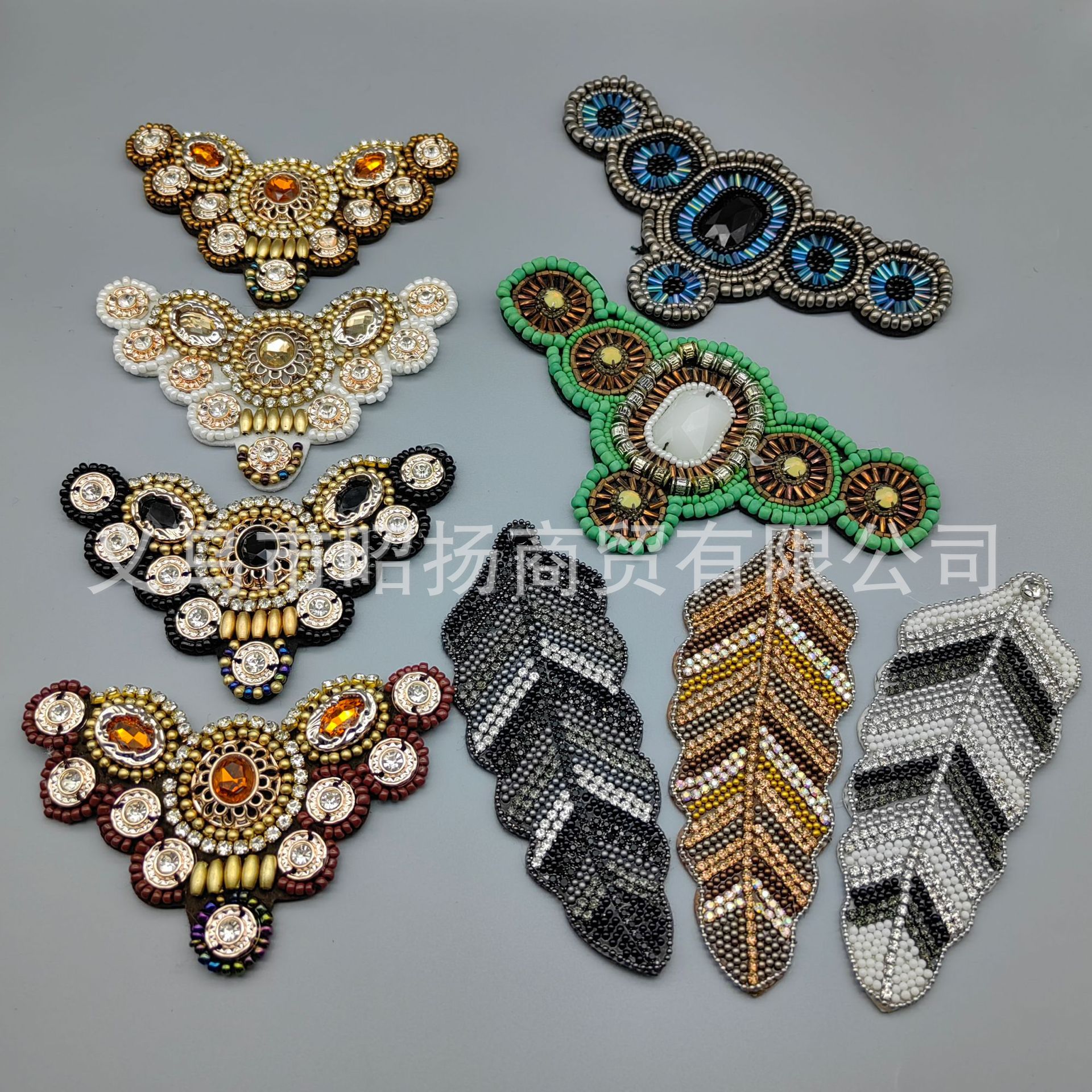 国潮批发复古手缝串珠鞋花民族风辅料配件手工小米珠布贴鞋帽包包配饰详情7