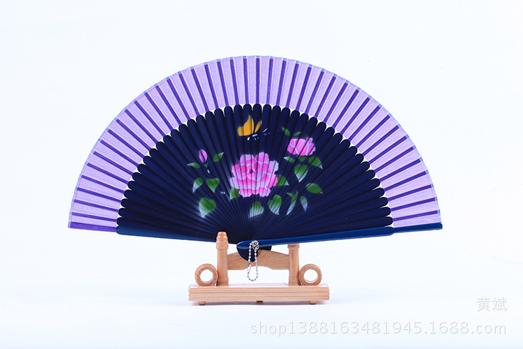 头青喷绘扇  多款花鸟 美女图 高档女扇 珠光柄喷绘丝绸扇子 折扇详情16