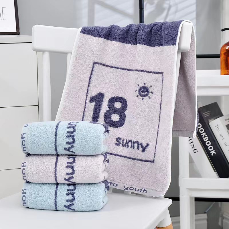Futian cotton towels, adult face wash and bath towels, jacquard color-blocking face towels, household, supermarket, dormitory, company gifts pic 3
