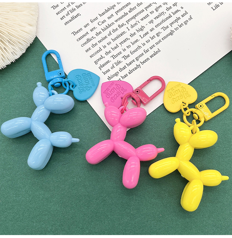 ins风糖果色气球狗亚克力钥匙扣爱心钥匙手机包包挂件配件小礼品详情11