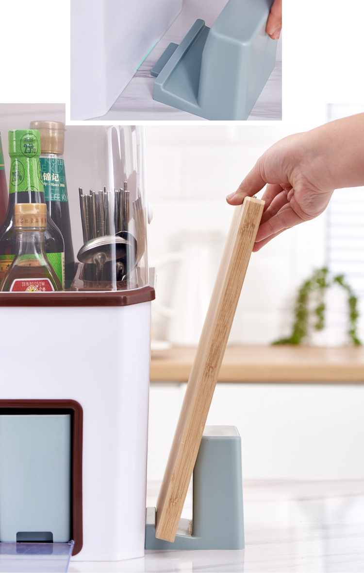 New dust-proof knife rack, multi-functional kitchen storage rack set combination, large-capacity seasoning box storage rack pic 9