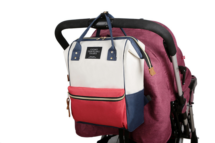 Factory-customized gift mom bag with printed patterns, large capacity, lightweight, double-shoulder mother and baby bag, waterproof maternity bag pic 34
