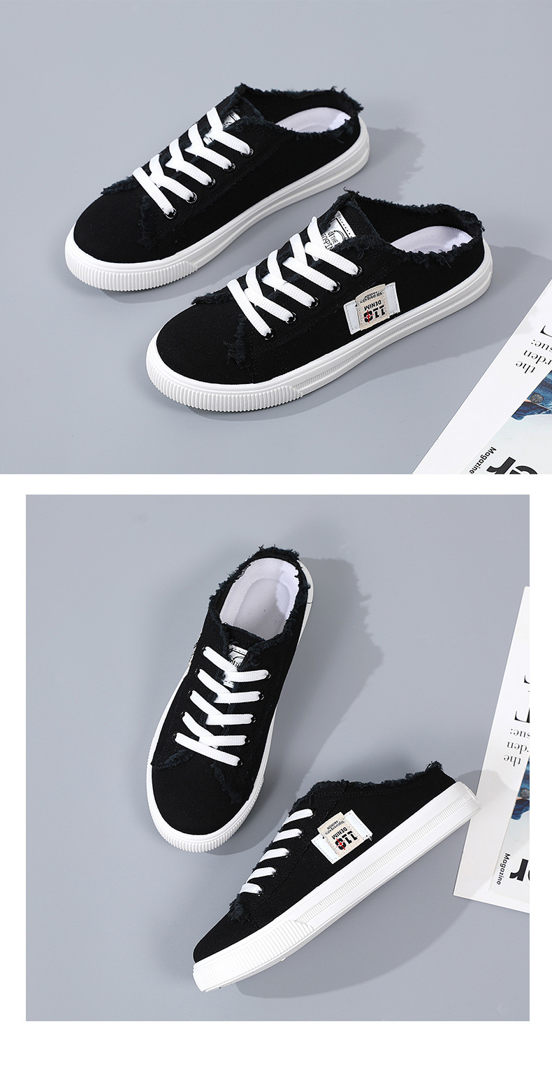 帆布鞋夏季新款小白鞋懒人鞋一脚蹬半拖平底百搭学生百搭时尚板鞋详情17