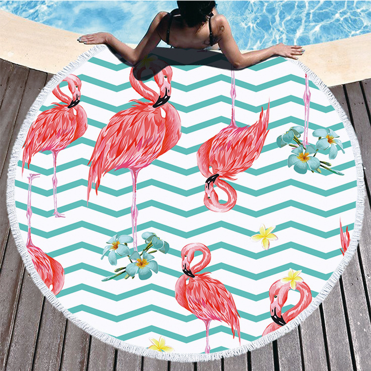 Toalla de playa personalizada crossover venta caliente nueva llegada hogar 3D digital flamingos impresión toalla de piscina toalla absorbente pic 5