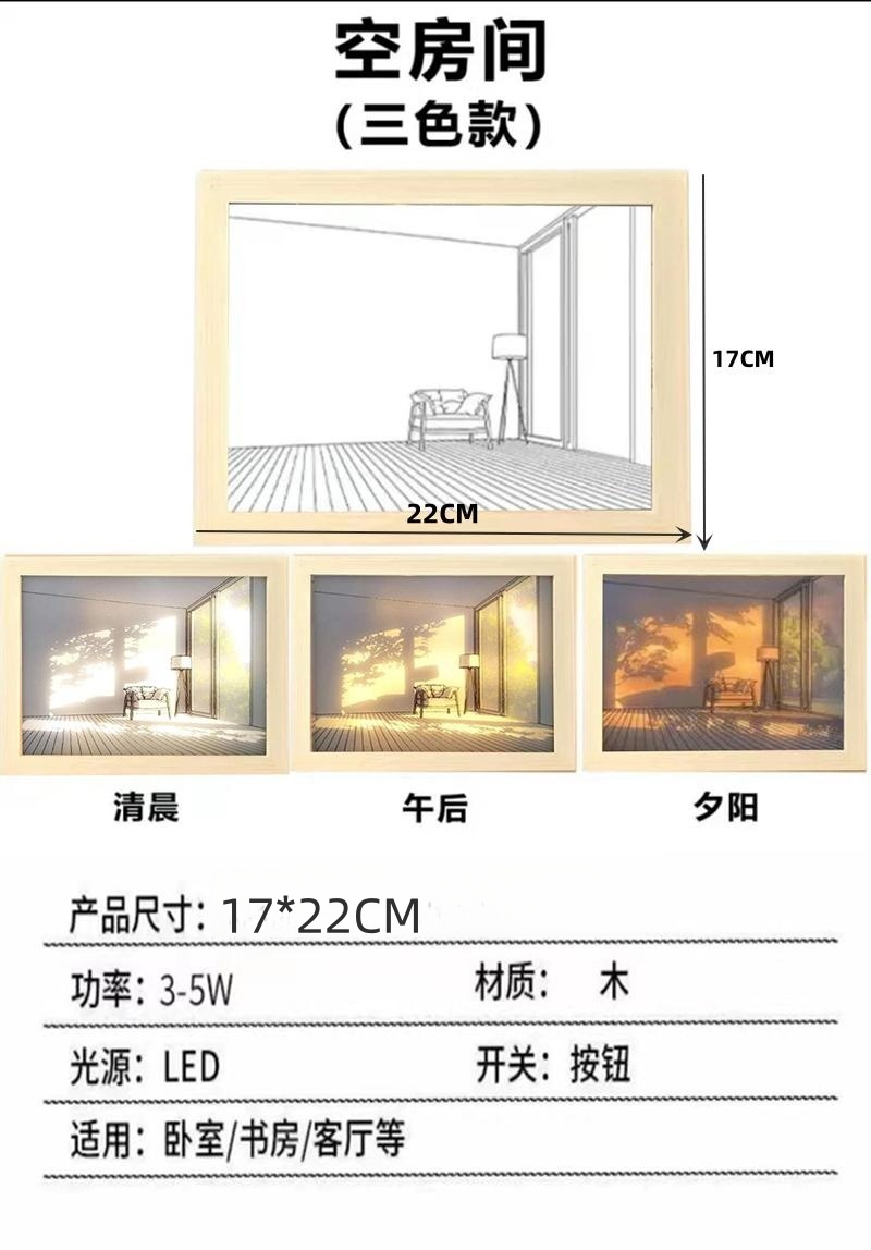 ins灯光画diy阳光画小夜灯床头装饰画卧室灯装饰画发光画批发详情3