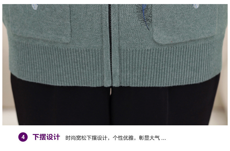 Middle-aged women's fleece jacket, mother's autumn knitted sweater top, new middle-aged and elderly autumn and winter sweater thick cardigan pic 21