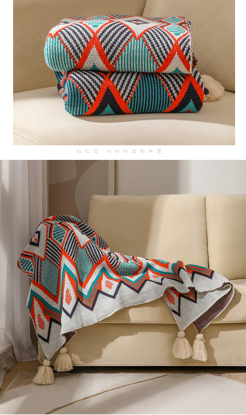 Bohemian sofa cover blanket, air conditioning blanket, all-season universal nap blanket, ethnic-style bed, tail blanket, and lap blanket pic 9