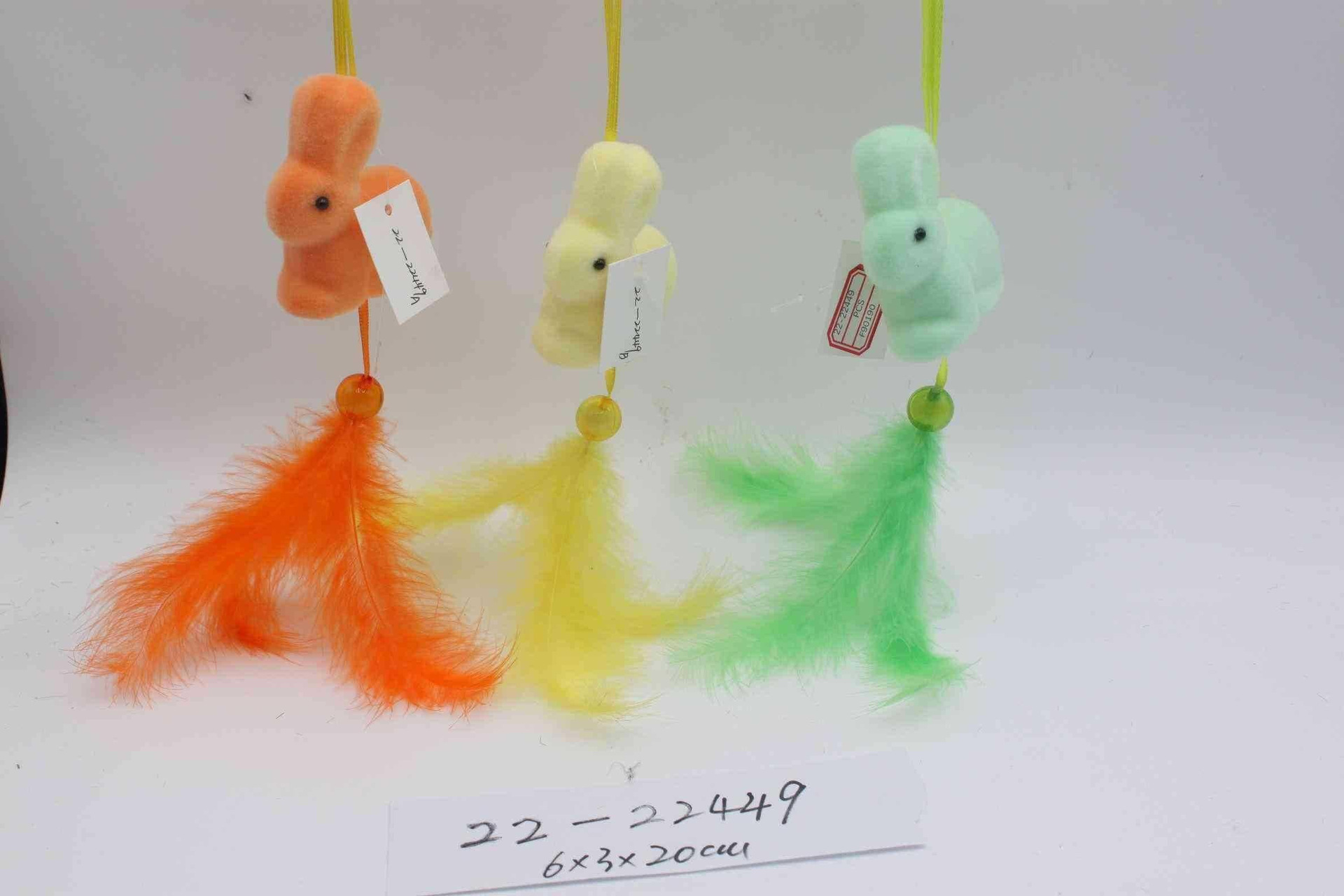 The 2023 Easter new feather pendant with velvet and gold powder, featuring cute and realistic chicks and rabbits, is a bestseller pic 3