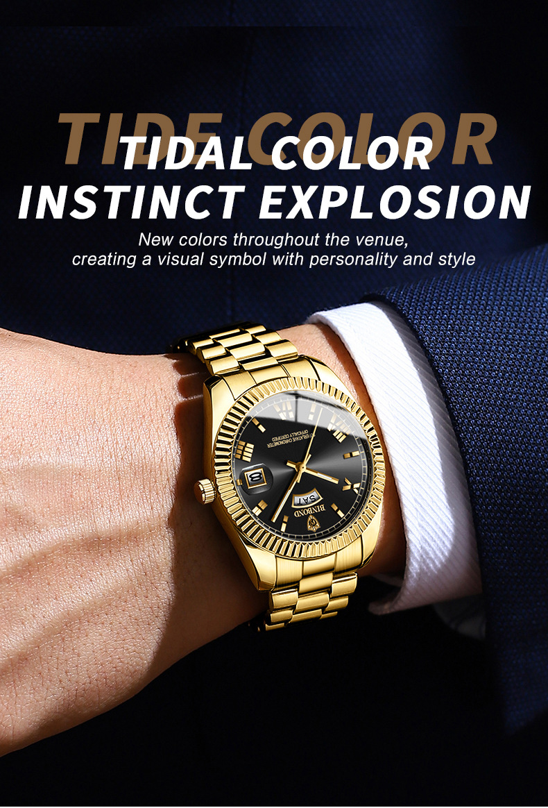 宾邦手表男士非机械表防水日志型时尚男表蓝色跨境情侣商务腕表详情25