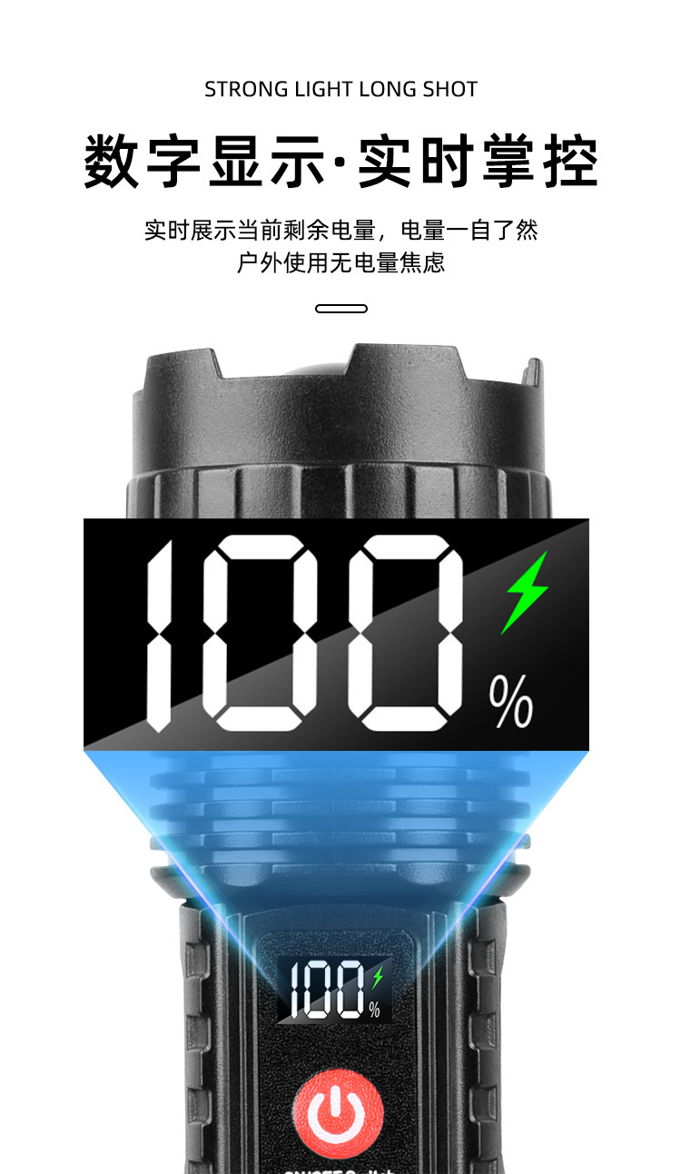 猎天鹰强光手电筒多功能带输出充电长续航户外超亮照明迷你手电筒详情6
