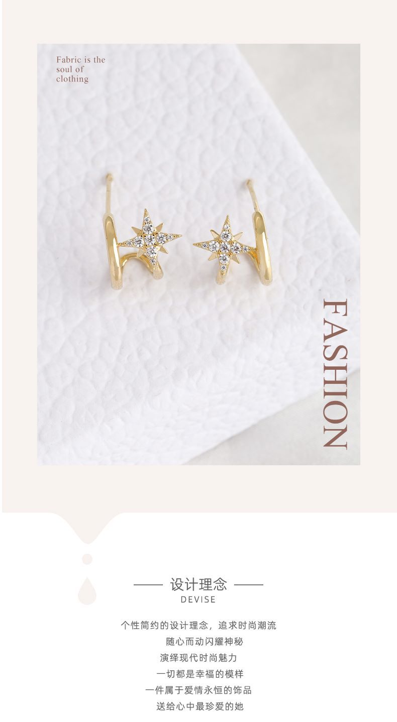 雅施丽芙饰品双C星星锆石耳环通勤时尚风百搭气质批发耳饰耳钉女详情1