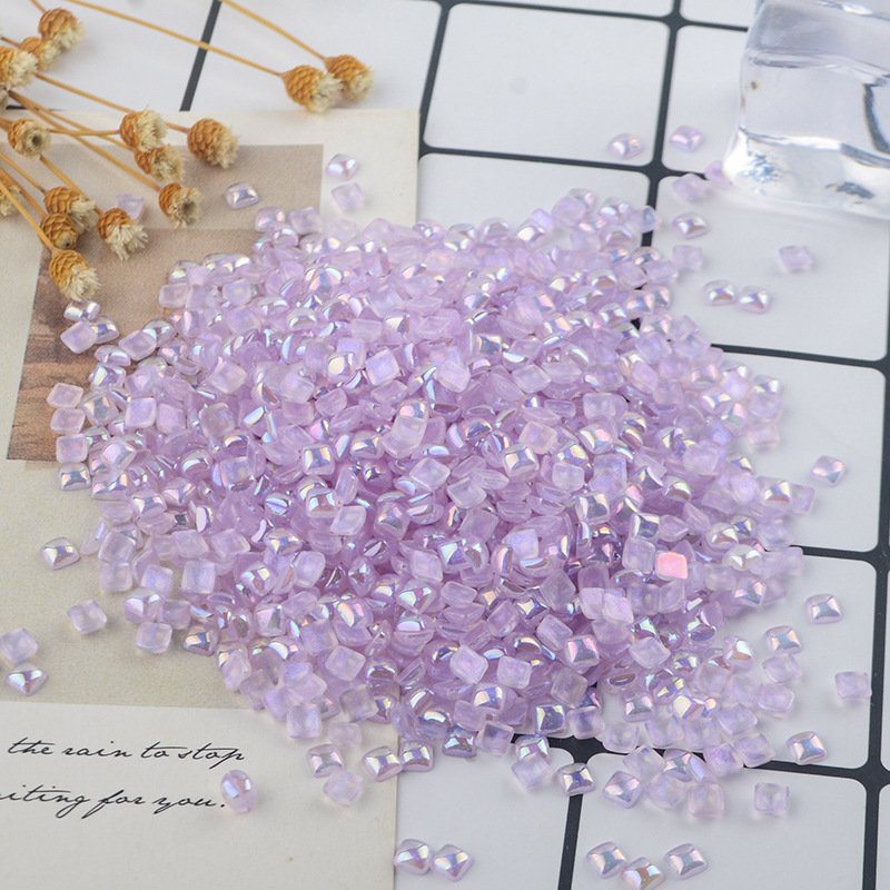 Wholesale of popular nail art accessories: Jelly mini ab color square resin flat bottom colorful irregular-shaped diamond nail art diamond pic 3