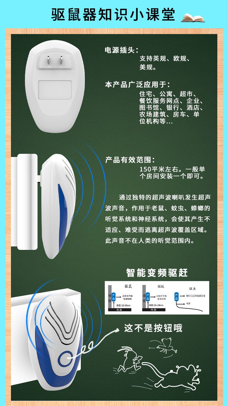 High-power ultrasonic insect repellent electronic cat rat killer, one-litter, silent and low-power rat drive pic 2