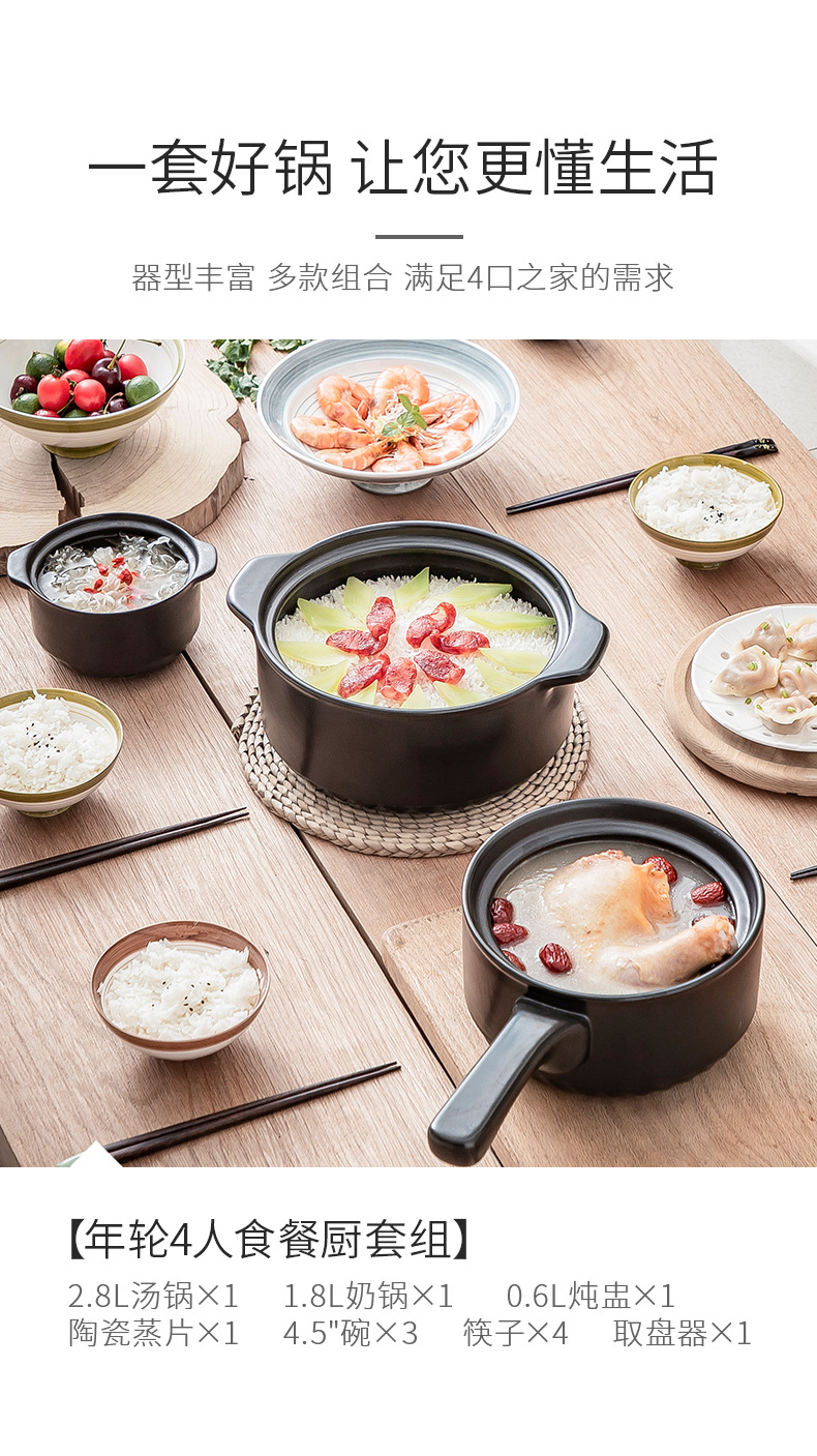Clay pot, stew pot, soup maker, household open flame small stew bowl, stone pot, milk pot, rice bowl, chopsticks, kitchenware set wholesale pic 8