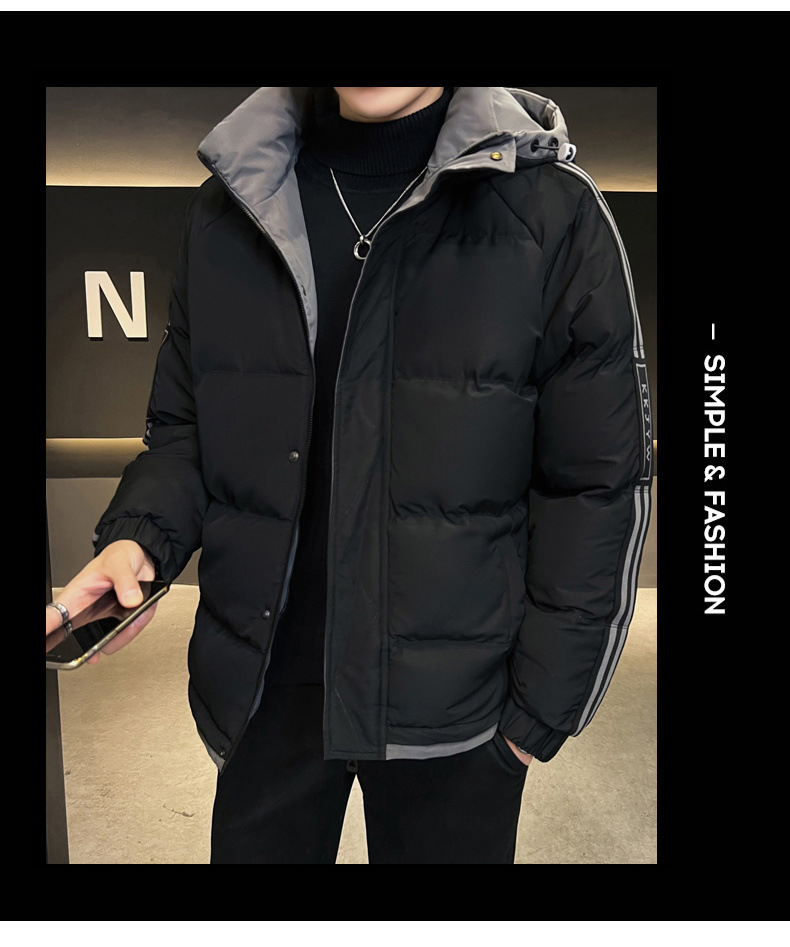 棉衣男士现货爆款直播2024冬季新款连帽三条杠面包服宽松棉服外套详情19