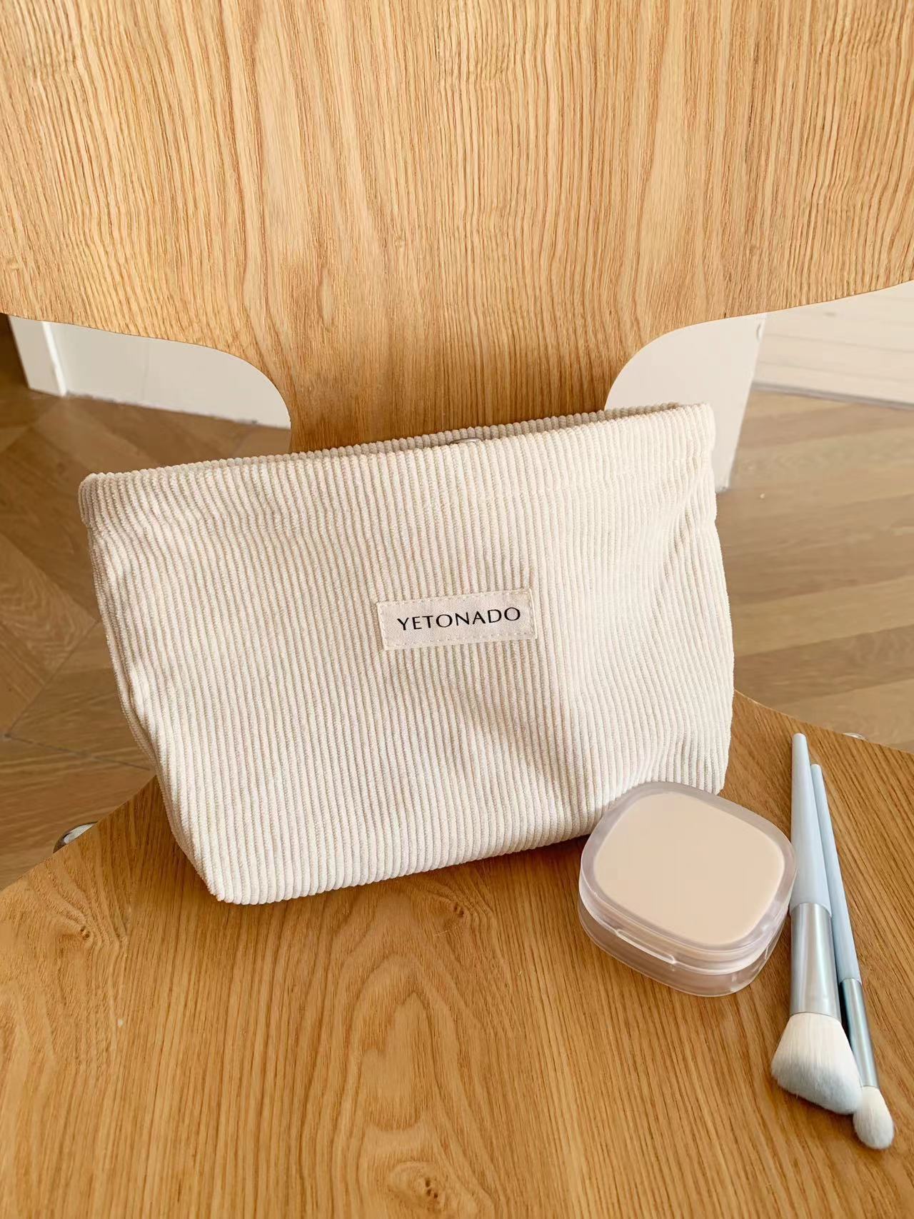 纯色灯芯绒布袋大容量化妆包手拿包收纳帆布袋收纳包便携洗漱包详情14