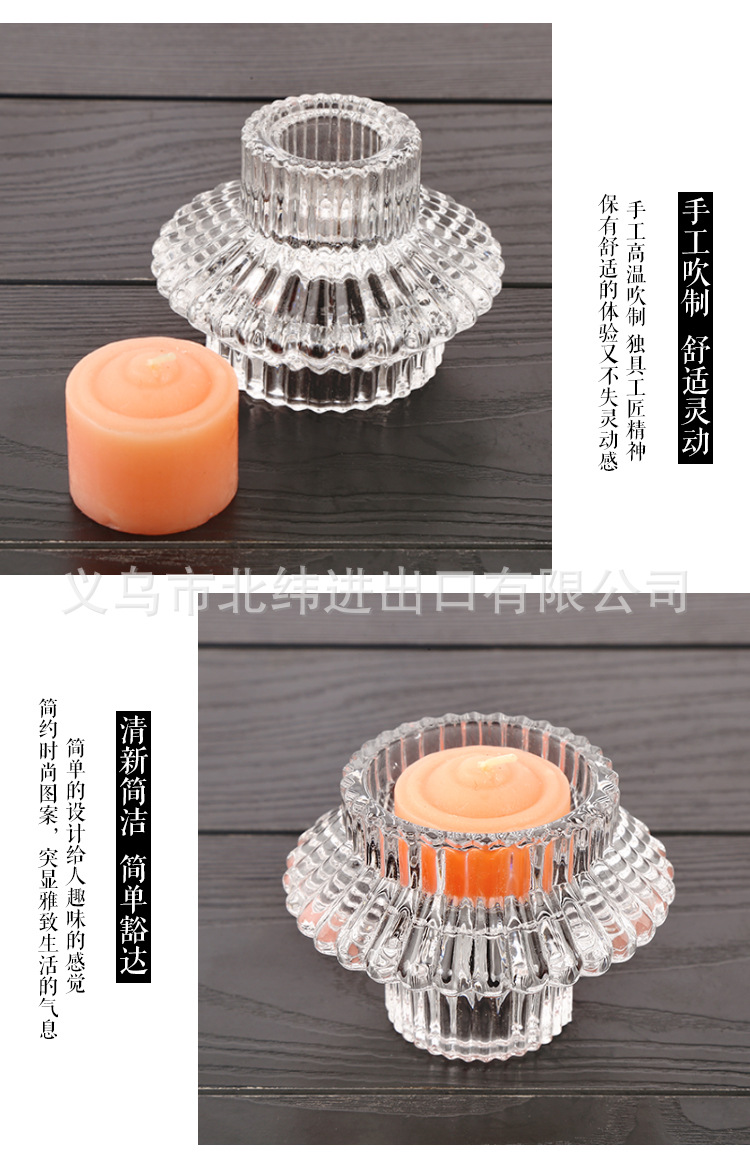 A dual-purpose glass candlestick that can be used on both sides, suitable for restaurants, bars, flying saucer candlesticks, and wedding exhibition arrangements pic 4