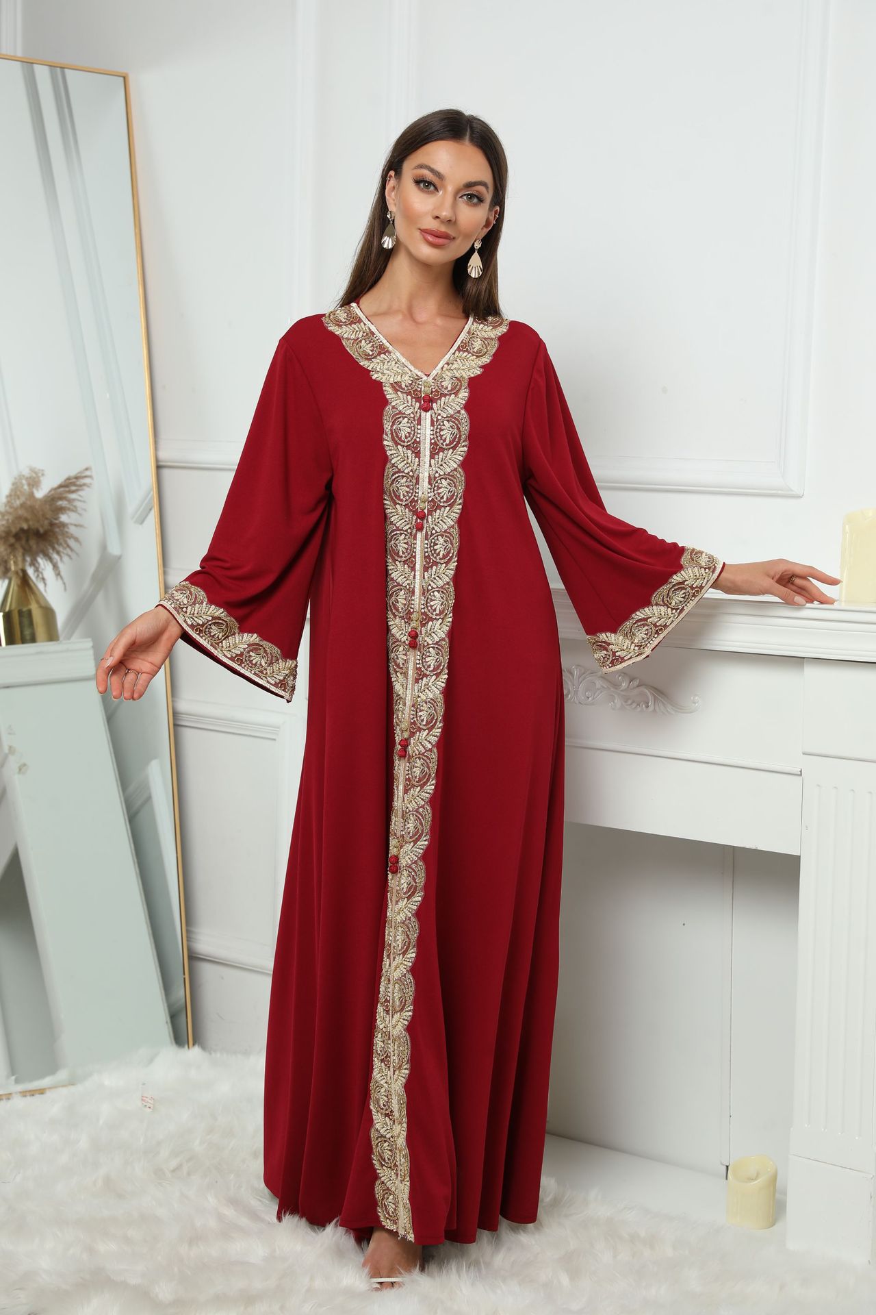 ZD001 abaya外贸电商中东跨境穆斯林女装长袍连衣裙详情4