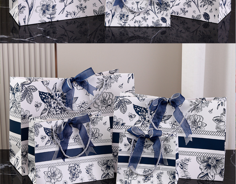 Factory direct sales of white cardstock Mid-Autumn Festival gift bags, extra-large size, birthday hand-held bags for clothing stores as souvenirs pic 6