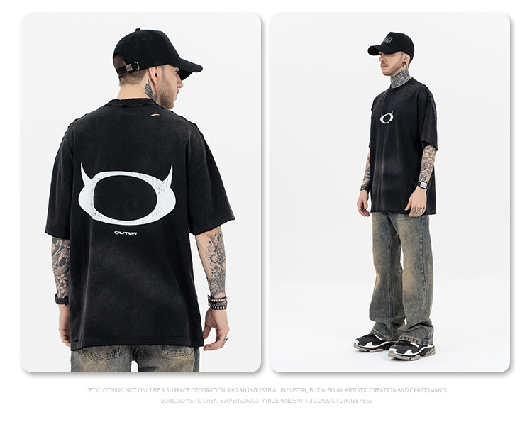 SUP hombre | 2024 inseguro de mareas XinPin bombazo lavable gradientes teñir camisetas demonios logo perfeccionada manga corta pic 7