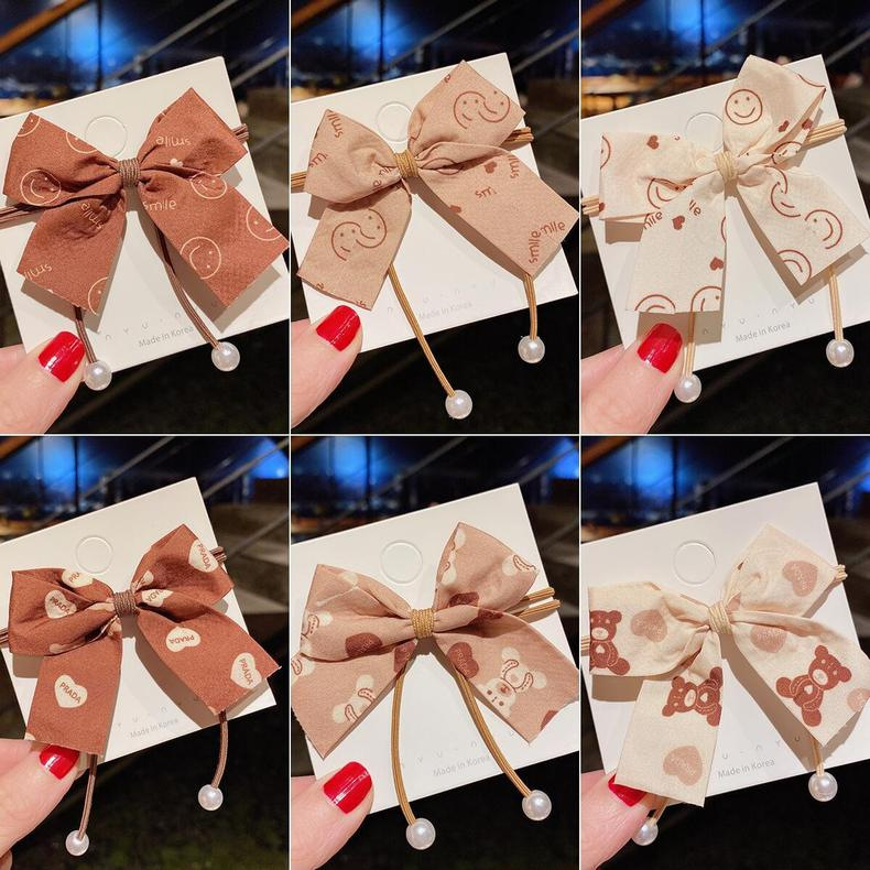 轻奢风奶茶色蝴蝶结发圈 ins韩版新款发绳少女扎头发皮筋头绳头饰详情7