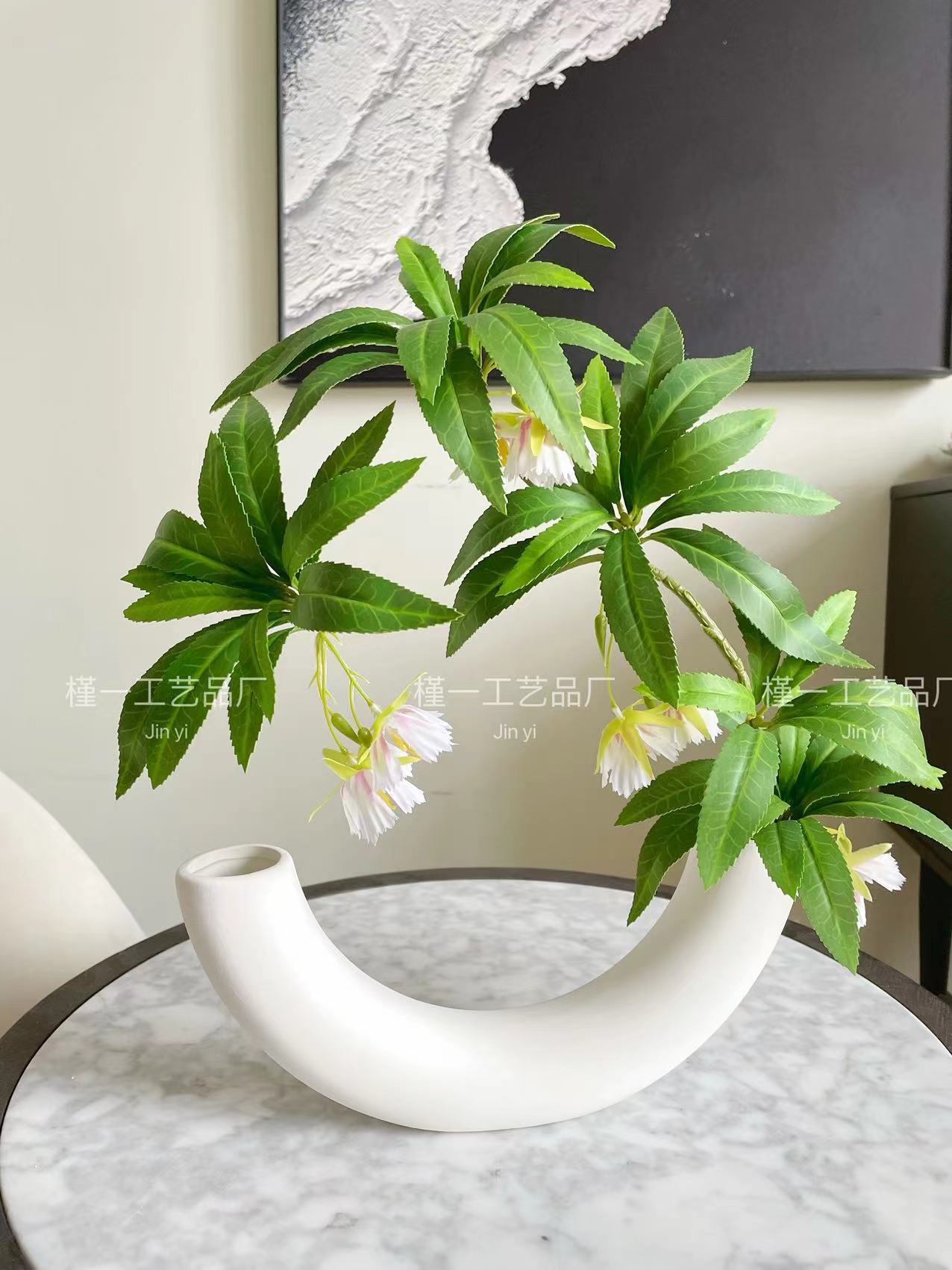 3D打印仿真水石榕现代家居餐厅装饰带花麻醉木造型插花造景假绿植详情16