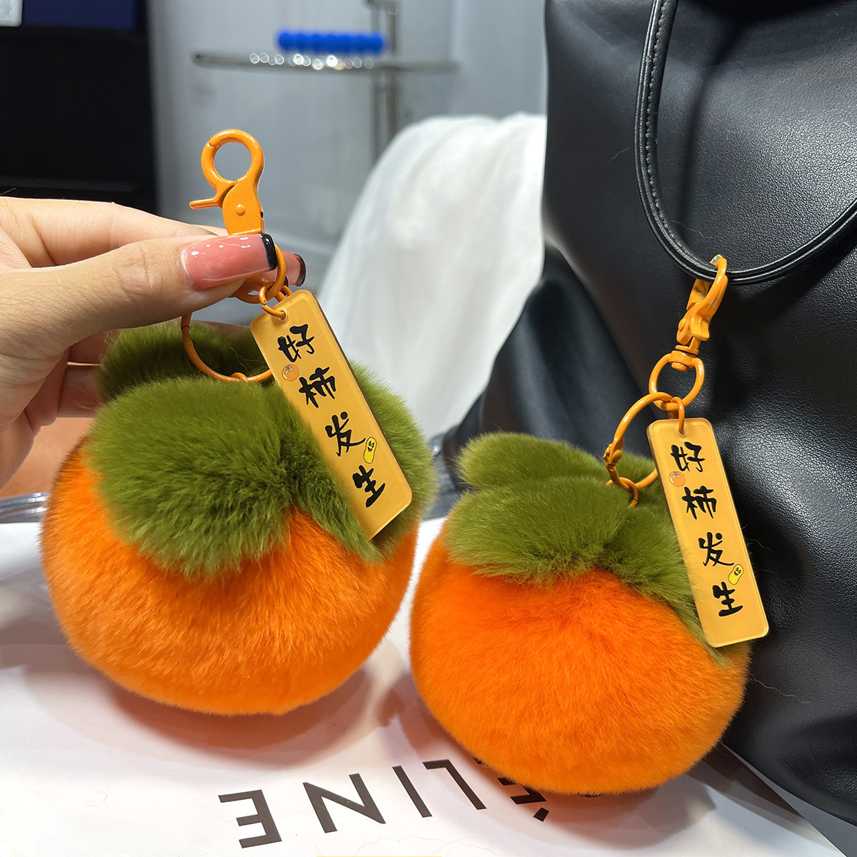 A good thing happened to cross-border Internet celebrities: plush pendant, car keychain, rabbit fur persimmon pendant bag, plush persimmon pic 2