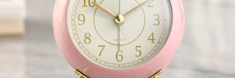 跨境热卖 创意闹钟圆环底座复古床头座钟静音带夜灯学生风闹钟详情7