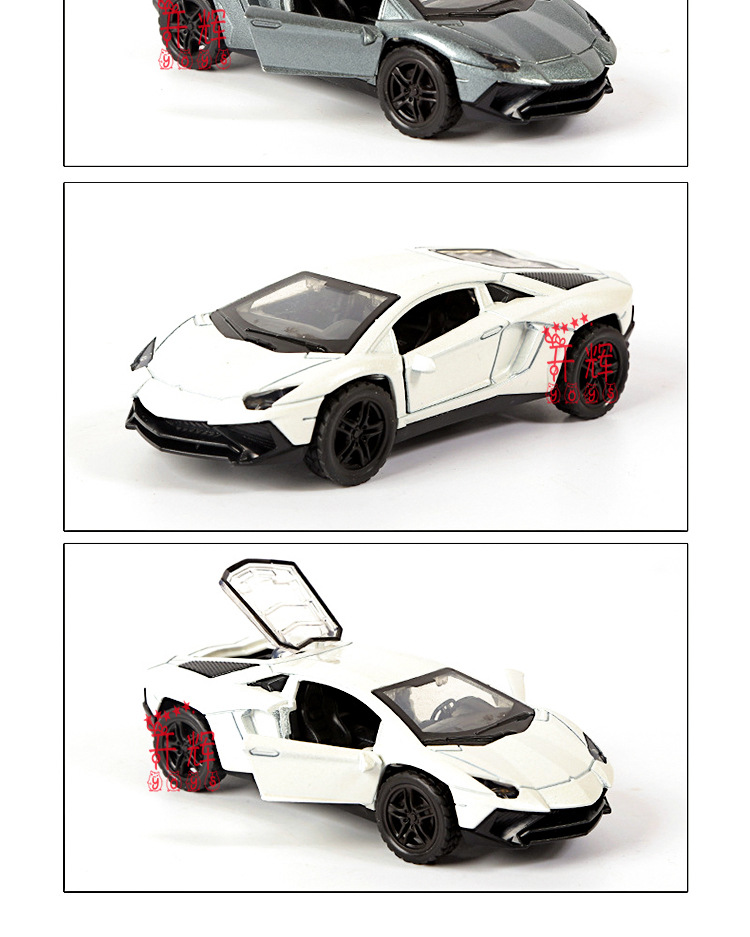 Cross border 1:36 alloy bugarambo superrun modelo para niños juguete coche pendular coche de fuerza tres puertas pic 10