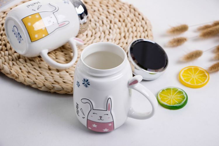 马克杯礼品创意水杯咖啡杯办公室杯 手柄 可爱兔子陶瓷杯详情9