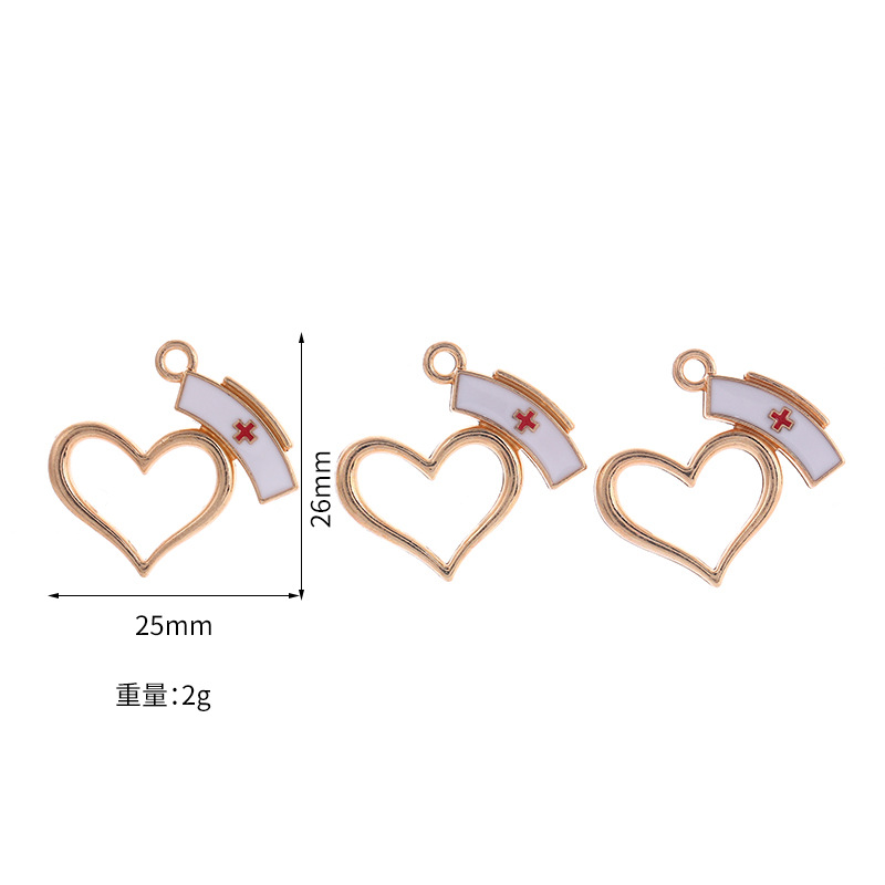 Cross-border diy handmade jewelry accessories: mini syringes, stethoscopes, nurse caps, alloy pendants, necklaces pic 2
