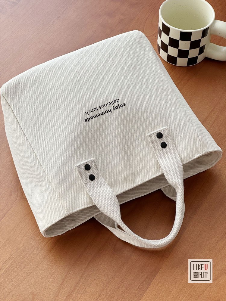 帆布纯色手提袋日式便当妈咪上班族外出带饭简约撞色时尚拎包饭盒详情14