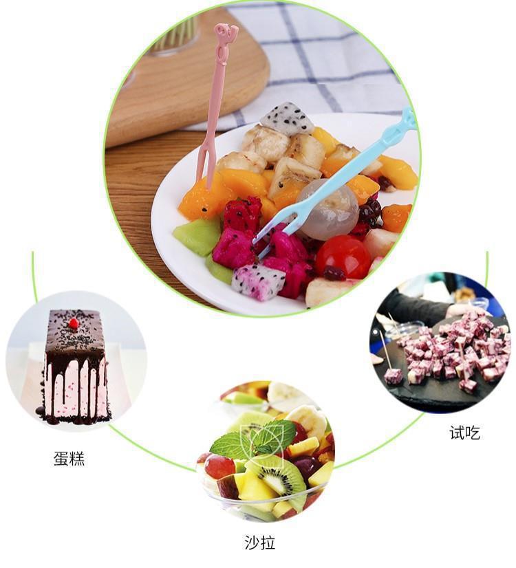 厂家直销水果签一次性水果叉套装塑料两齿家用吃水果蛋糕甜品叉点心小叉子详情3
