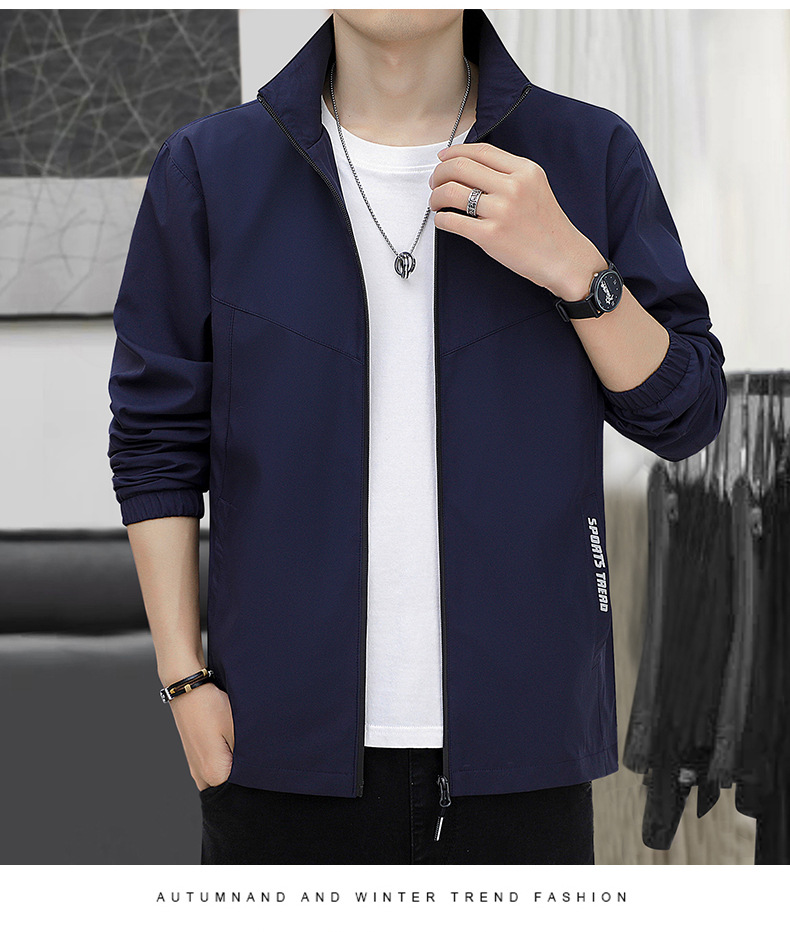 秋冬加绒加厚夹克男立领休闲商务男士好搭外套男大码运动户外男装详情16