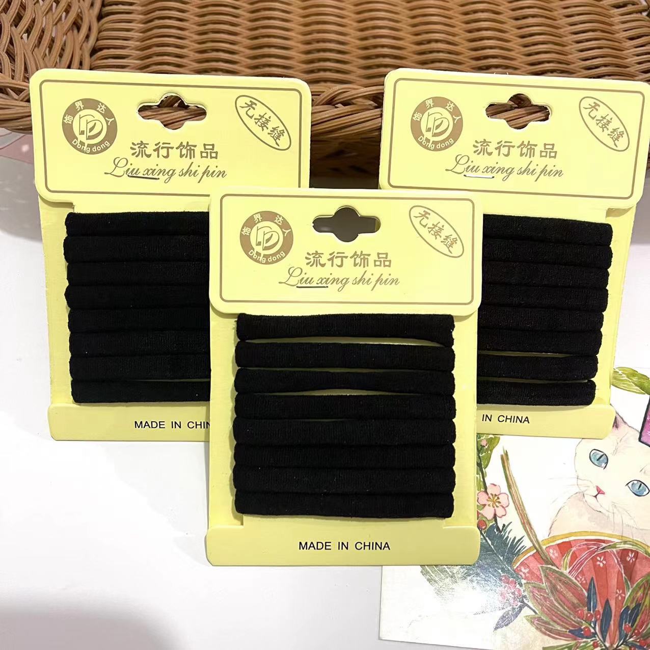 Korean hairband female simple Internet celebrity hair tie hair band hair band leather case high elasticity durable wide band black thick pic 2