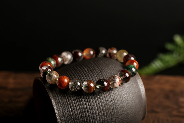 Natural raw mineral green ghost bracelet, color Ghost single-loop bracelet, about 9-10mm, crystal transparent treasure basin pic 8