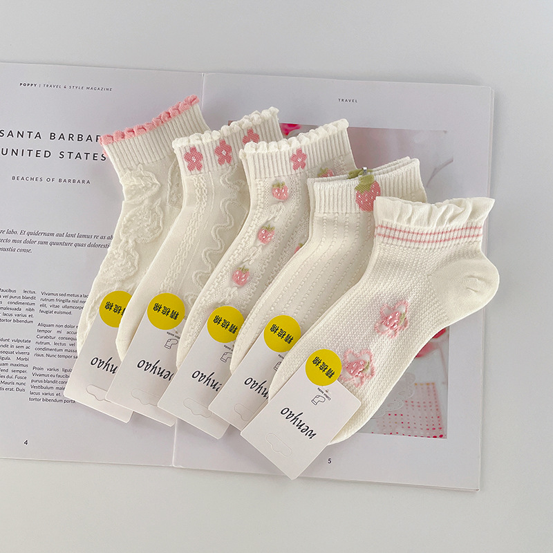 袜子地摊一件代发短袜夏季女薄款棉船袜 春夏女士百搭网眼浅口袜子 诸暨女袜一件代发详情13