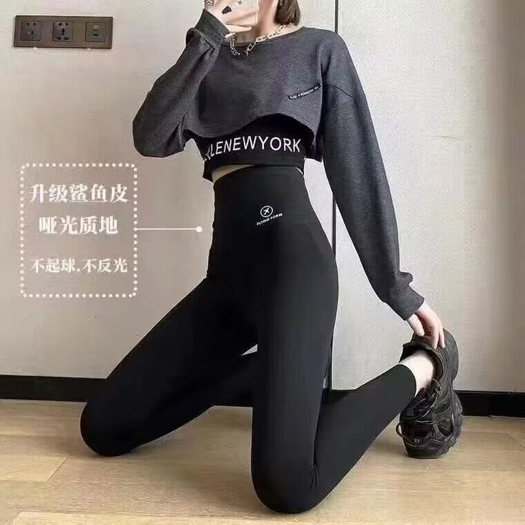 鲨鱼裤打底裤女 秋冬紧身收腹提臀九分裤显瘦飞行芭比骑行瑜伽裤详情8