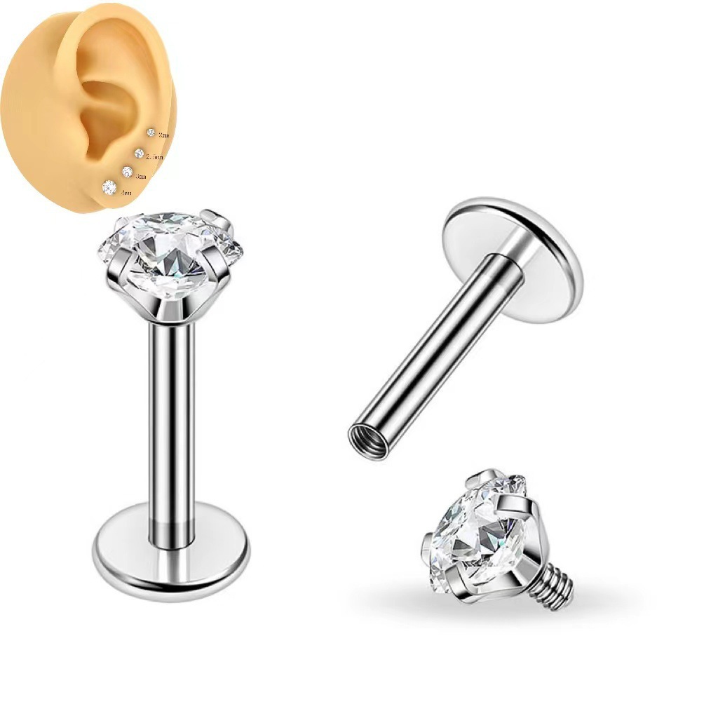Titanium steel S-shaped nose studs, nose rings, ear studs, simple ear studs, earrings, piercing accessories, S-studs, rotating ear studs pic 2