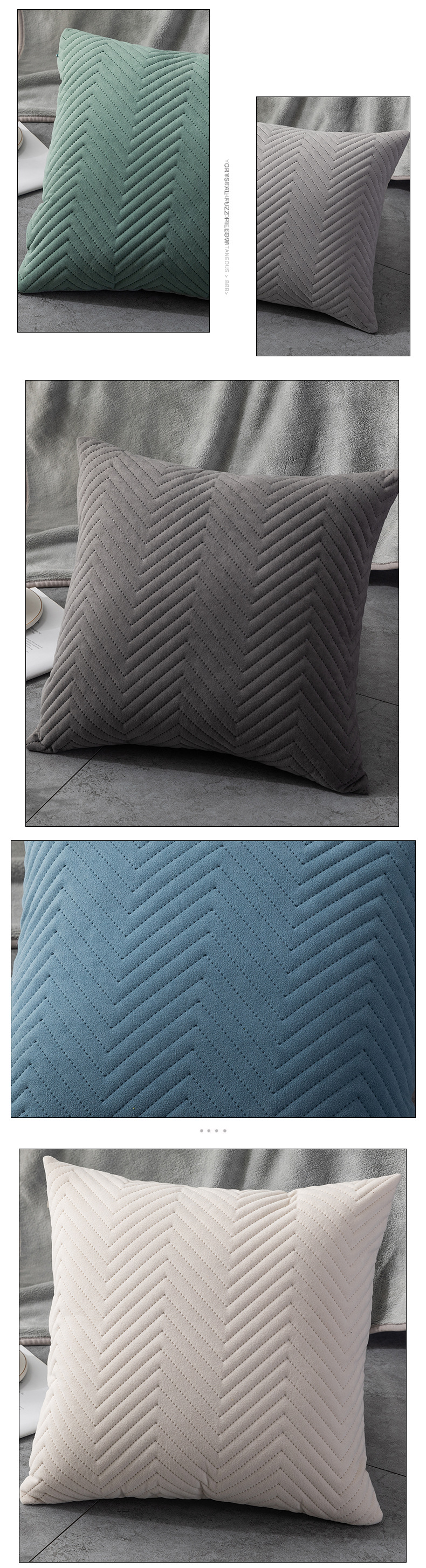 亚马逊绗缝天鹅绒抱枕套家居靠枕床头靠垫套简约沙发抱枕套批发详情8