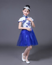 儿童傣族花儿舞蹈演出服装孔雀舞表演服艺考渐变修身鱼尾裙女童详情9