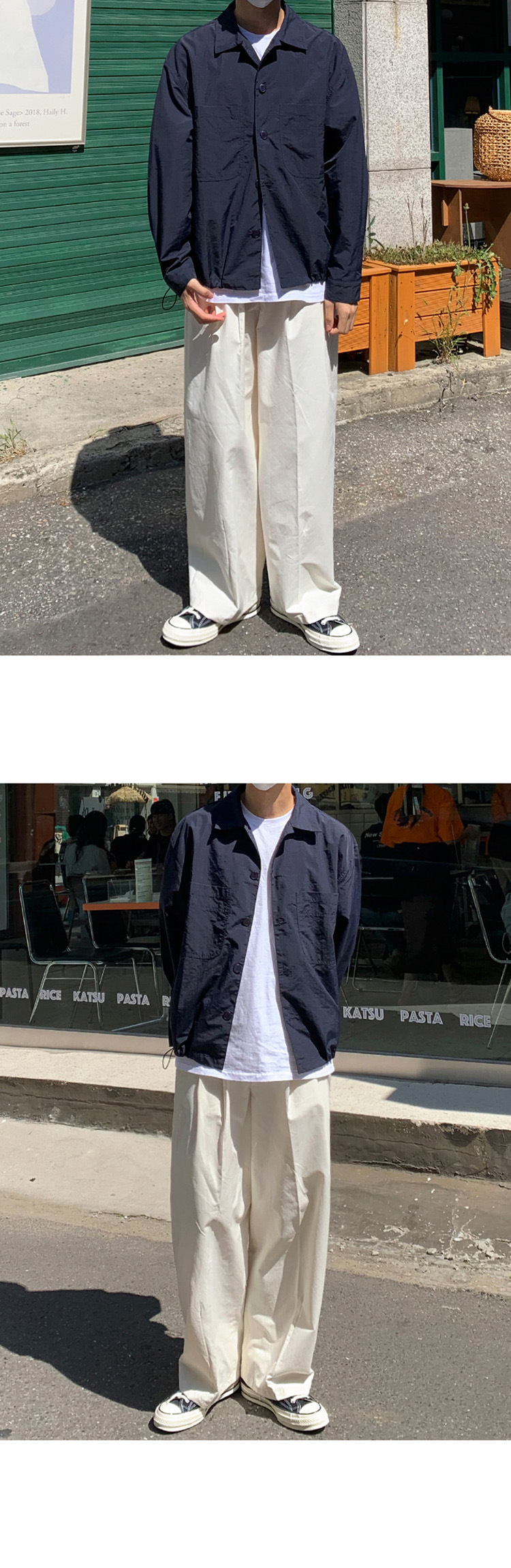MYQ workwear shirt style jacket Men spring and Autumn shirt Loose long-sleeved thin casual cardigan jacket pic 8
