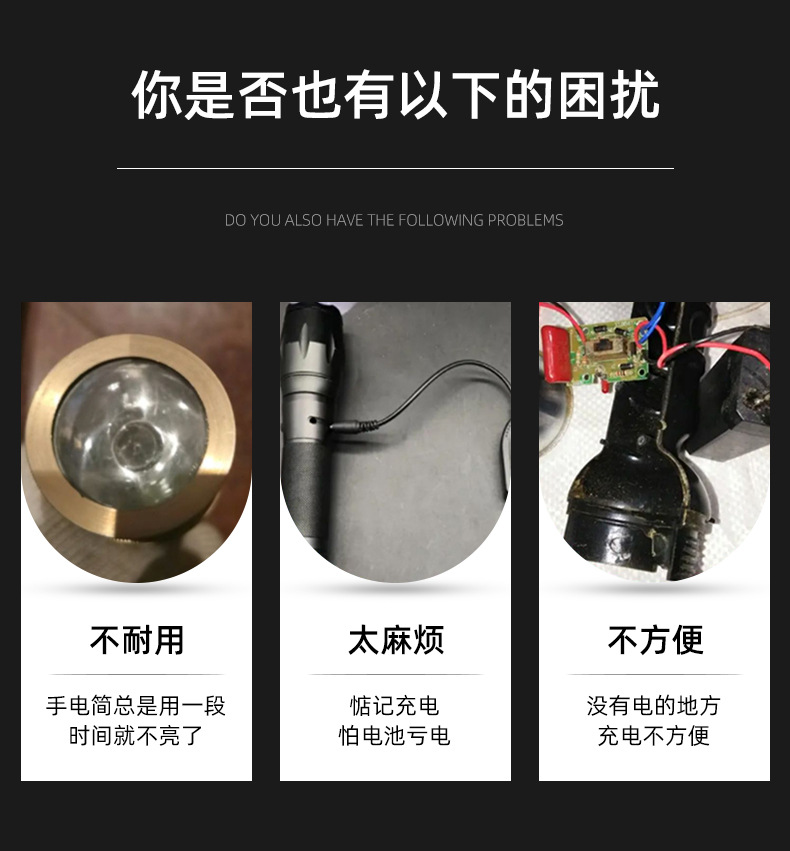 久根电筒手电筒LED 太阳能迷你小充电式酒店消防家用户外多功能强光手电筒详情3